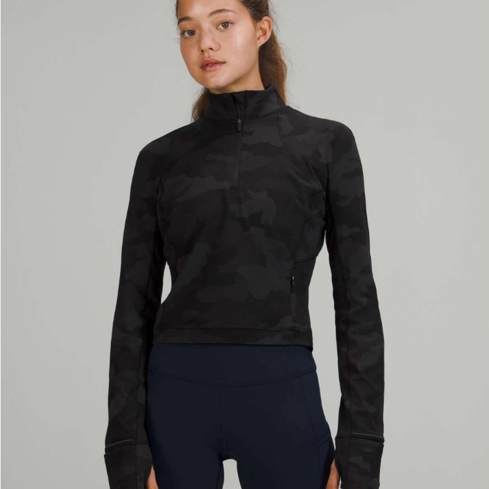 Lululemon Its Rulu Run Cropped Half-Zip Heritage 365 Camo Deep Coal Multi